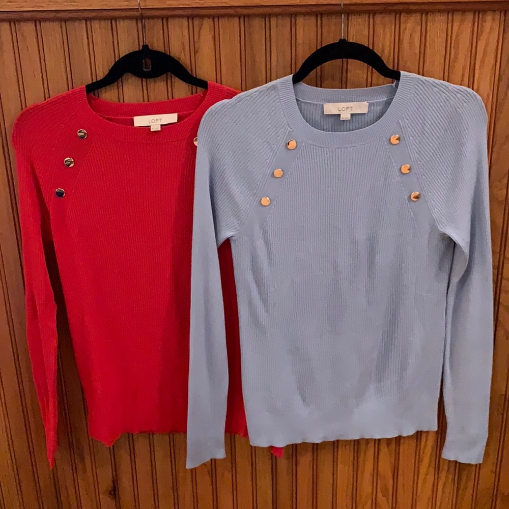 NEW Loft ribbed button trimmed sweaters.  M